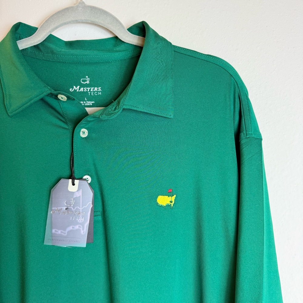NEW Masters Tech Mens Large Polo Golf Shirt Green Evergreen UV Protection - Picture 2 of 7